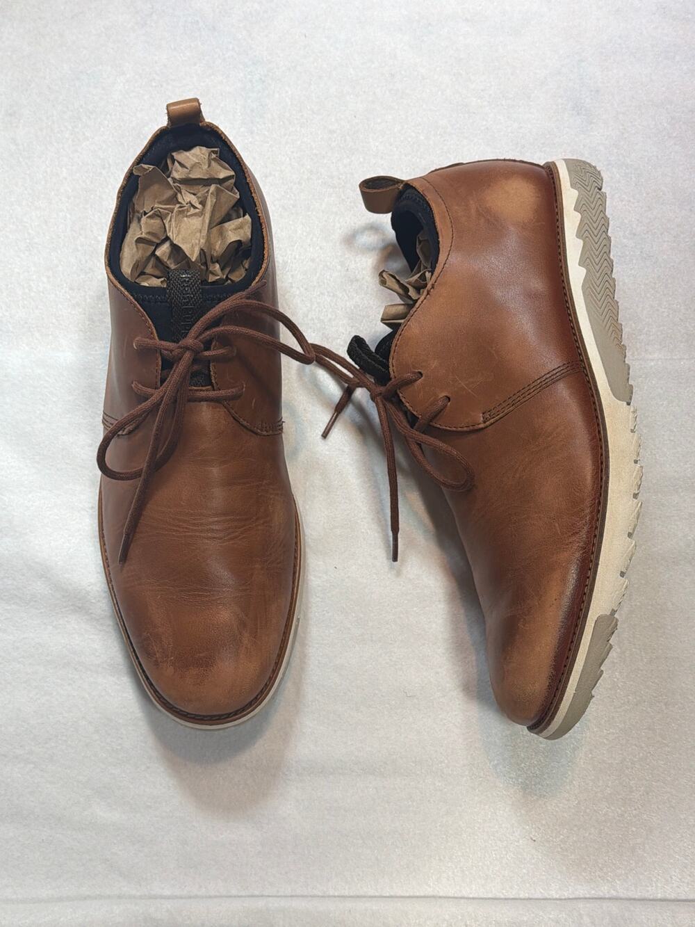 Hush Puppies Men's Cognac Brown Leather Oxfords Size 10.5